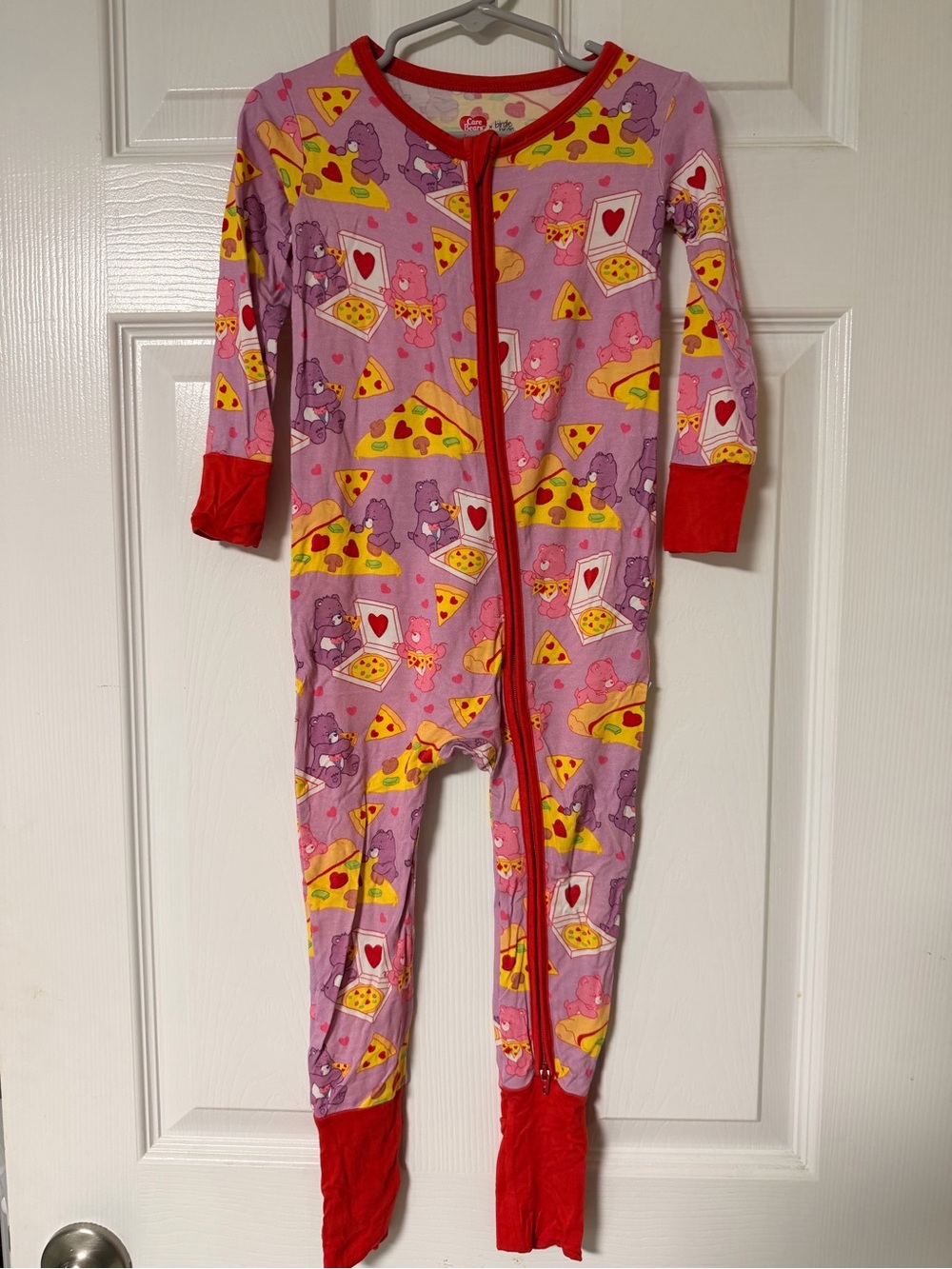 Birdie Bean x Care Bears Bamboo Purple & Red One-Piece Zipper Pajamas